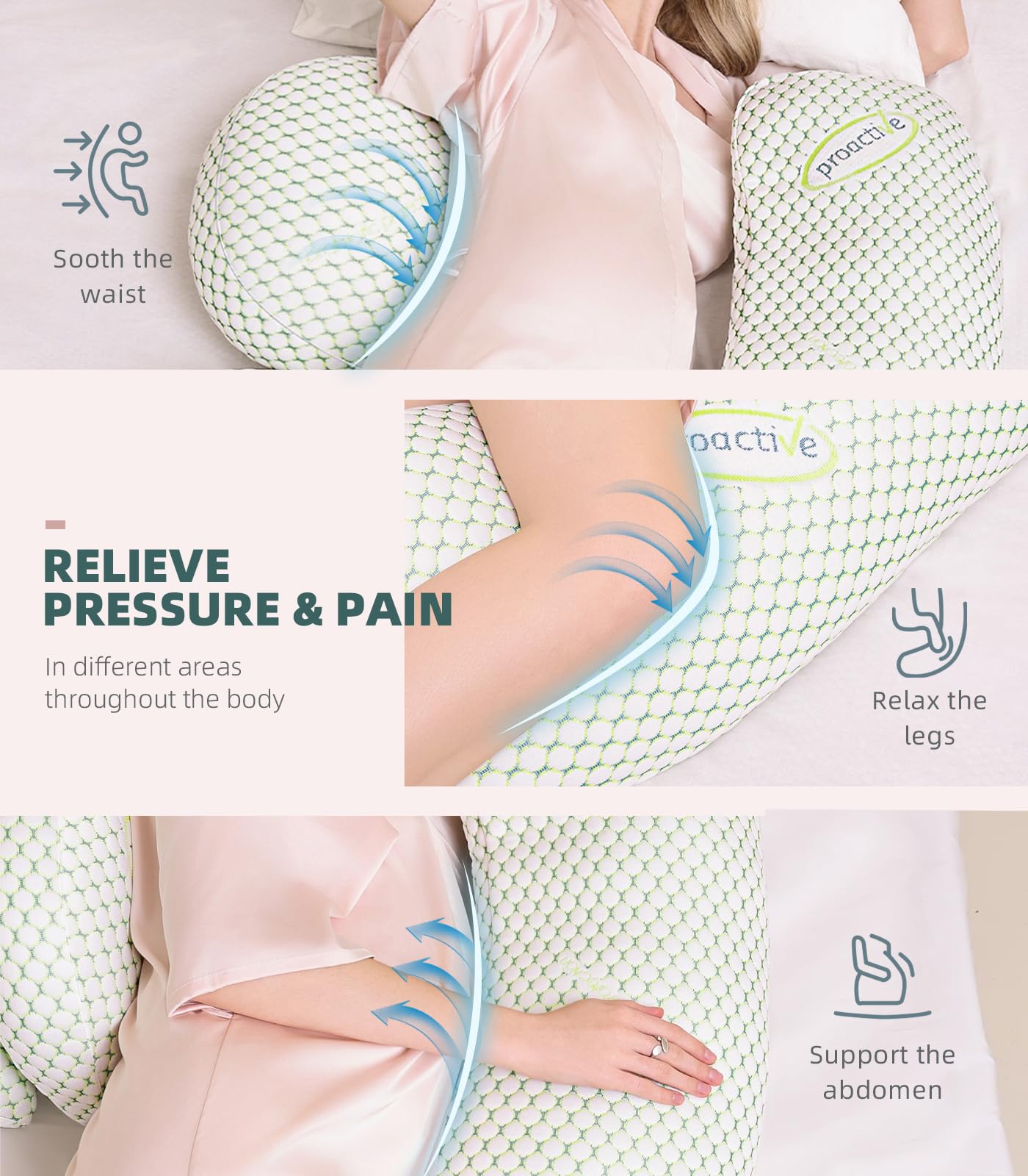 Almohada de Embarazo Suave con Funda Desmontable y Ajustable para Mujer