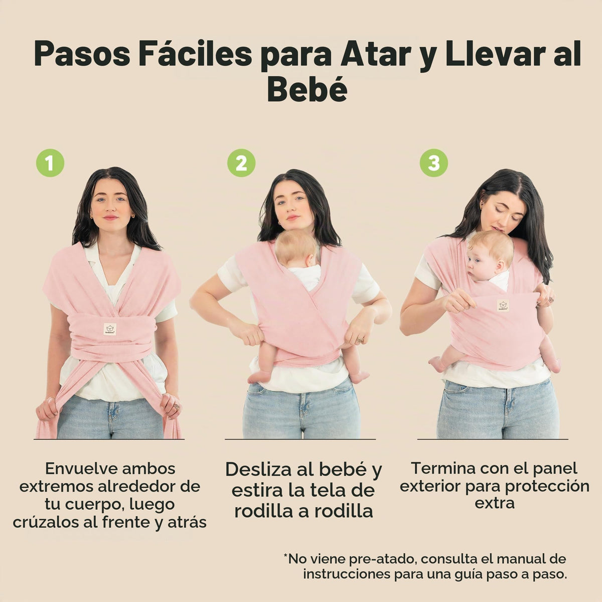KeaBabies - Portabebés Original Todo en 1 para Bebés Recién Nacidos a Niños, Fácil de Usar, Unión Manos Libres, Envoltura Ligera y Transpirable para (rosa Sucio)