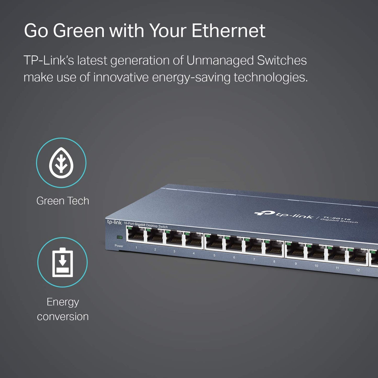 TP-Link TL-SG116 Switch de Escritorio, Gigabit de 16 Puertos