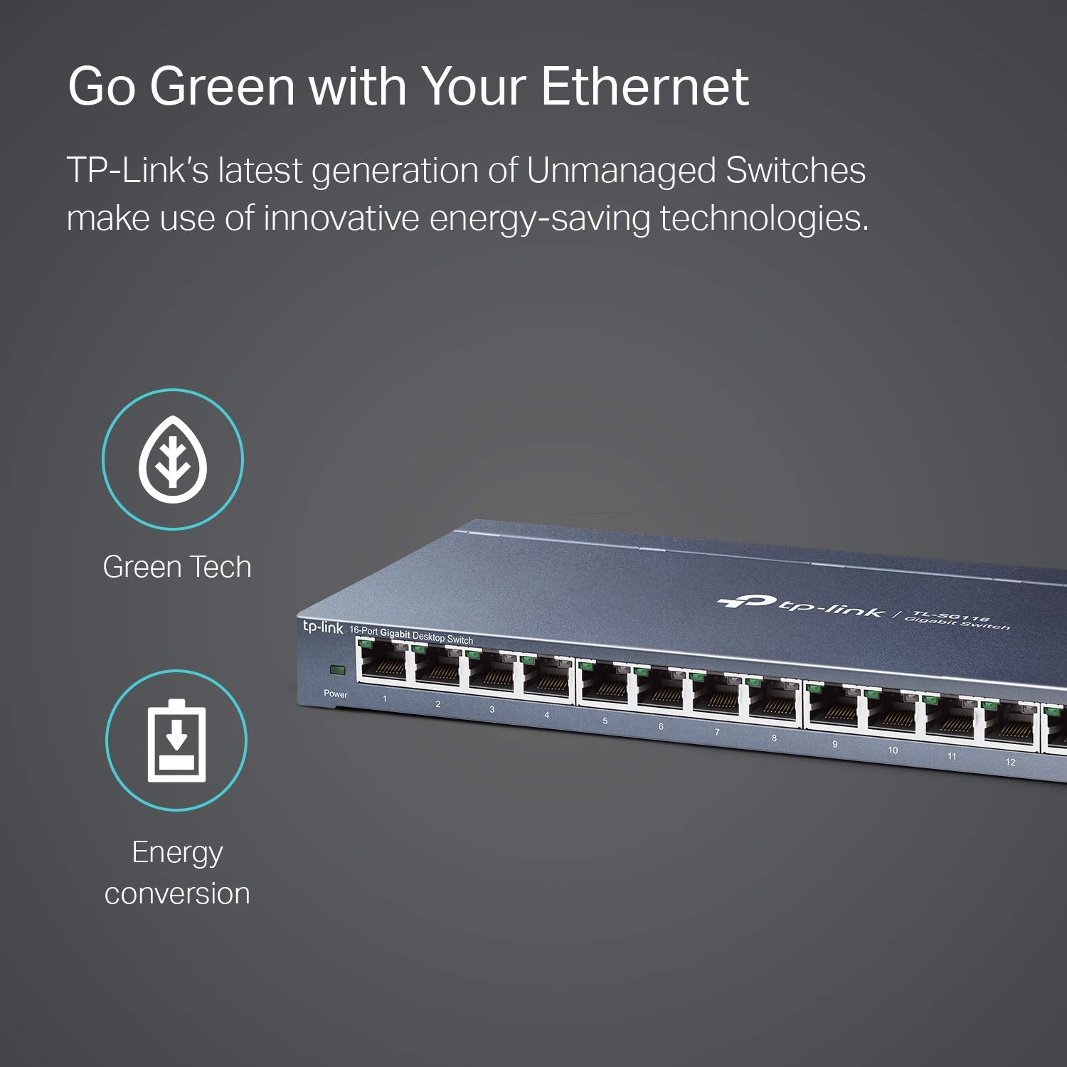 TP-Link TL-SG116 Switch de Escritorio, Gigabit de 16 Puertos