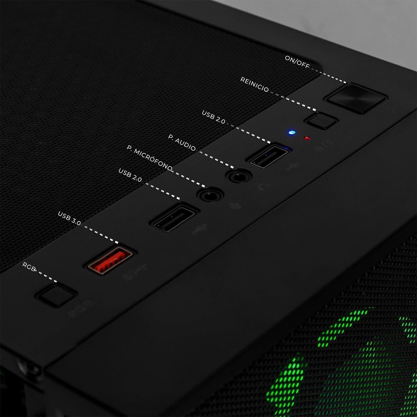 Computadora Xtreme Gaming AMD Radeon Vega Renoir Ryzen 7 5700G 16GB SSD 1TB Monitor Curvo 23.8 100Hz WiFi Mesh Negra
