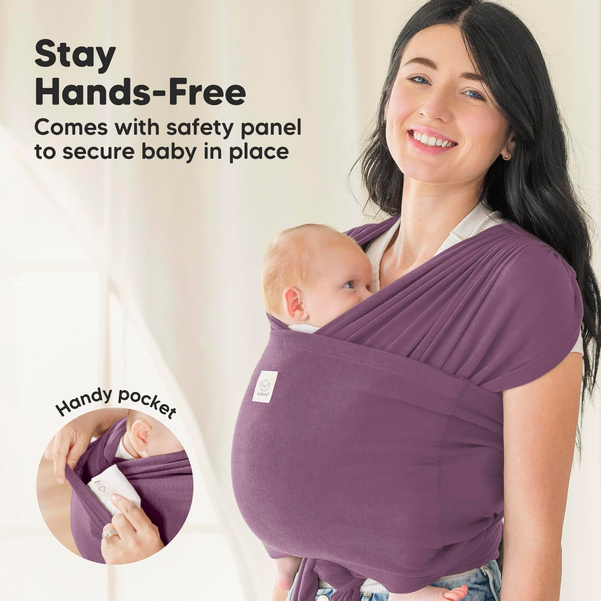 KeaBabies Portabebés D-Lite - Envoltura para bebé, fácil de llevar, ajustable, portabebés recién nacido a niño, portabebés portabebés para bebé, portabebés (malva oscuro)