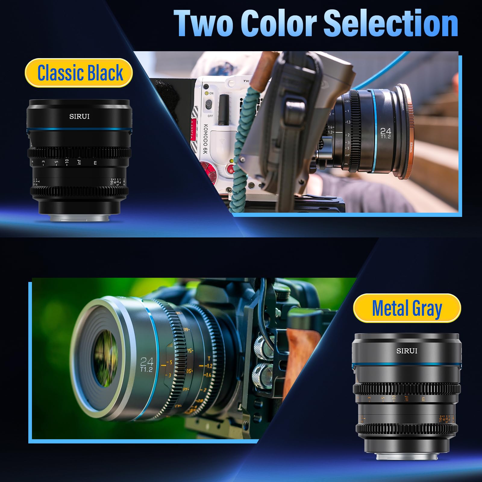 Lente de Cine SIRUI 24mm T1.2 Montura E Apertura Grande Night Walker APS-C Enfoque Manual