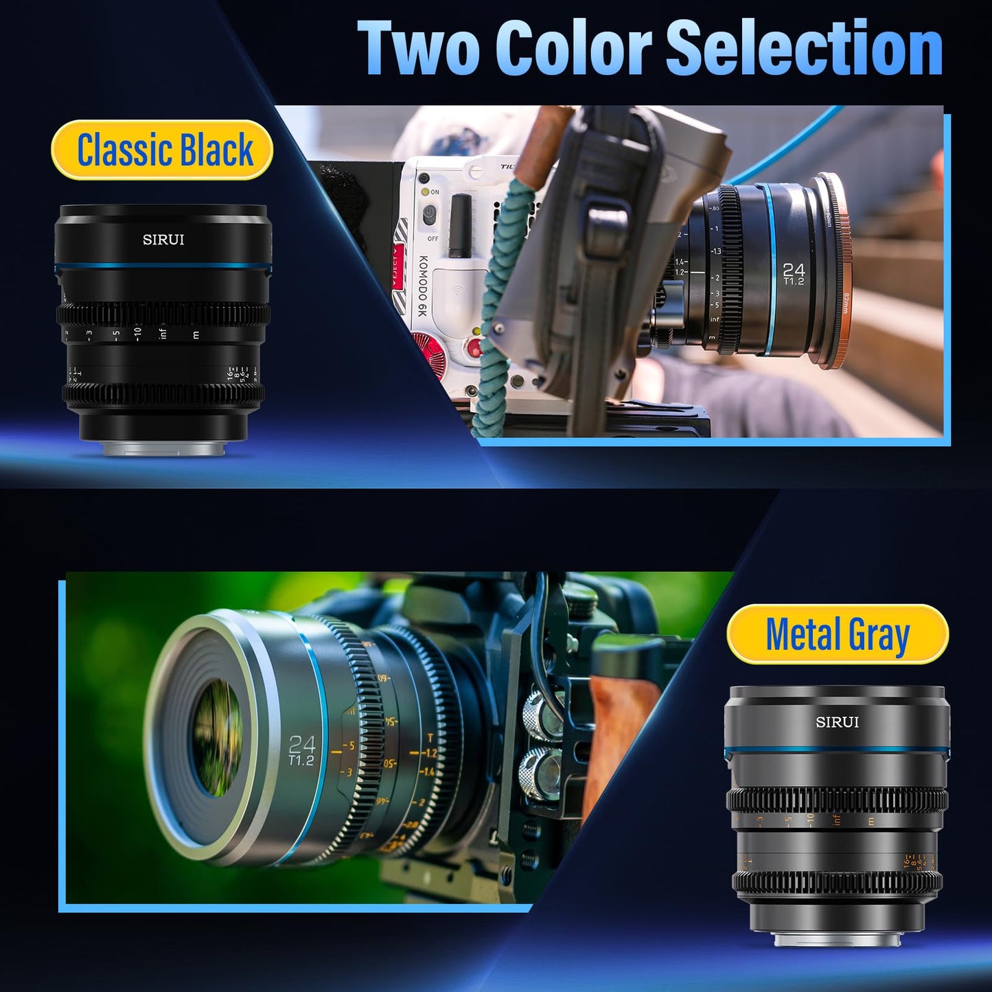Lente Cine SIRUI 24 mm T1.2 Negro de Enfoque Manual para Montaje RF