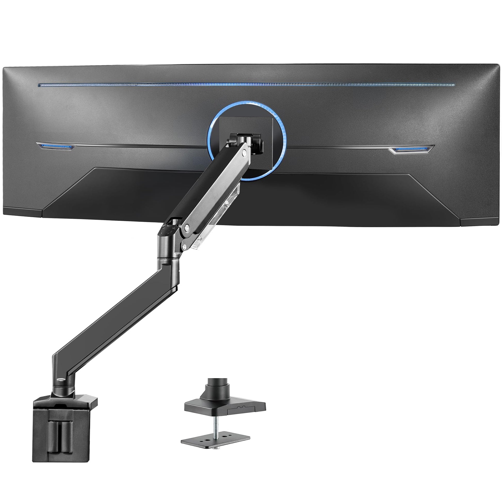 Brazo de Monitor VIVO Negro de Aluminio Resistente para Monitores Ultra Anchos para Escritorio