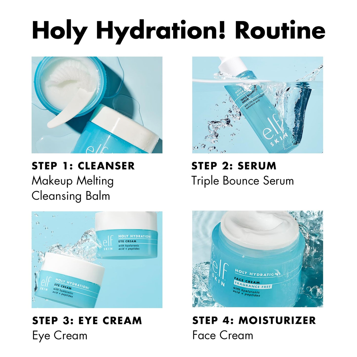 e.l.f. SKIN Holy Hydration! Triple Bounce Serum, 1.7% Hyaluronic Acid Serum For Plump, Bouncy Skin, Great For Hydrating Dry Skin, Vegan & Cruelty-Free
