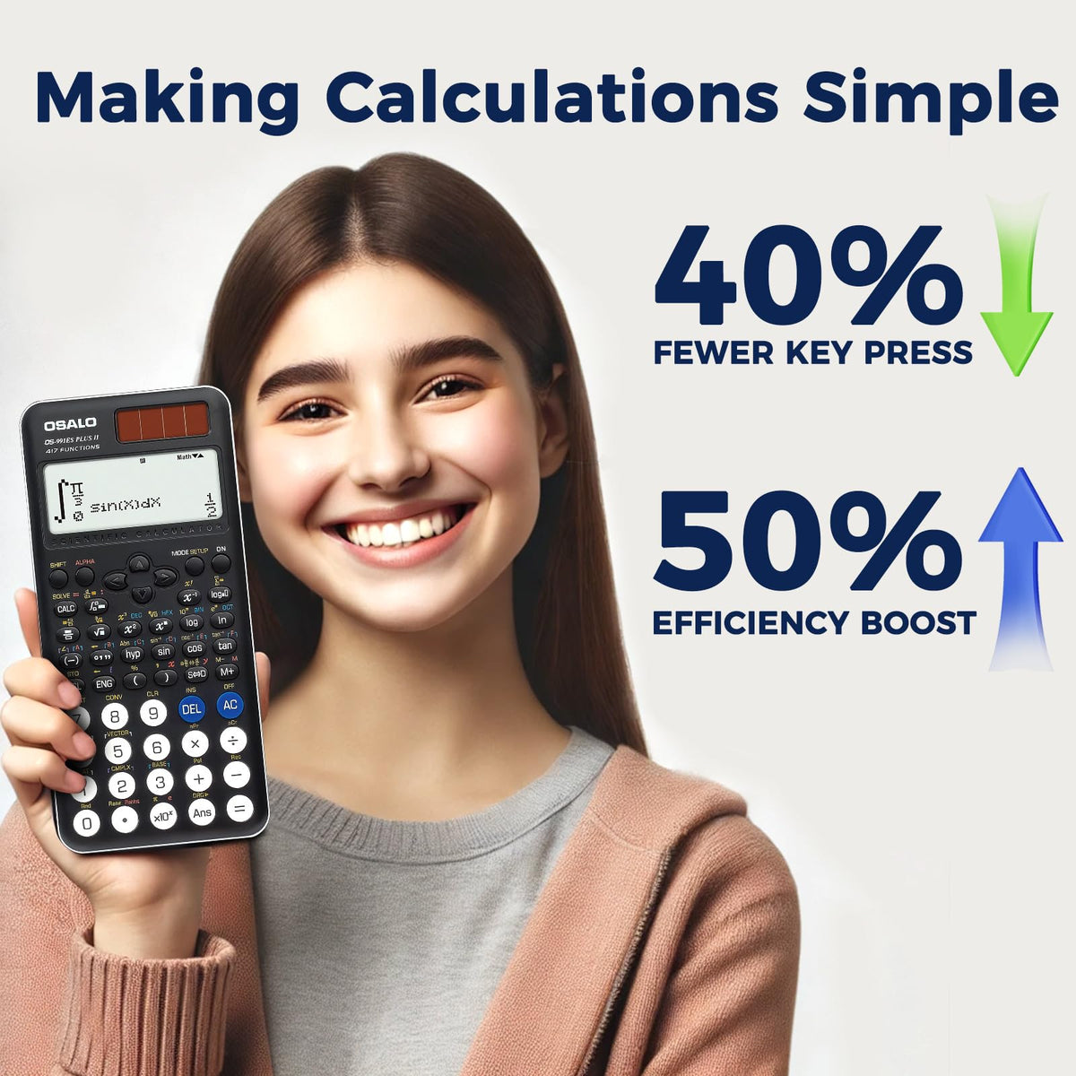 Calculadora Científica OSALO Negro 417 Funciones Pantalla de Escritura para Estudiantes