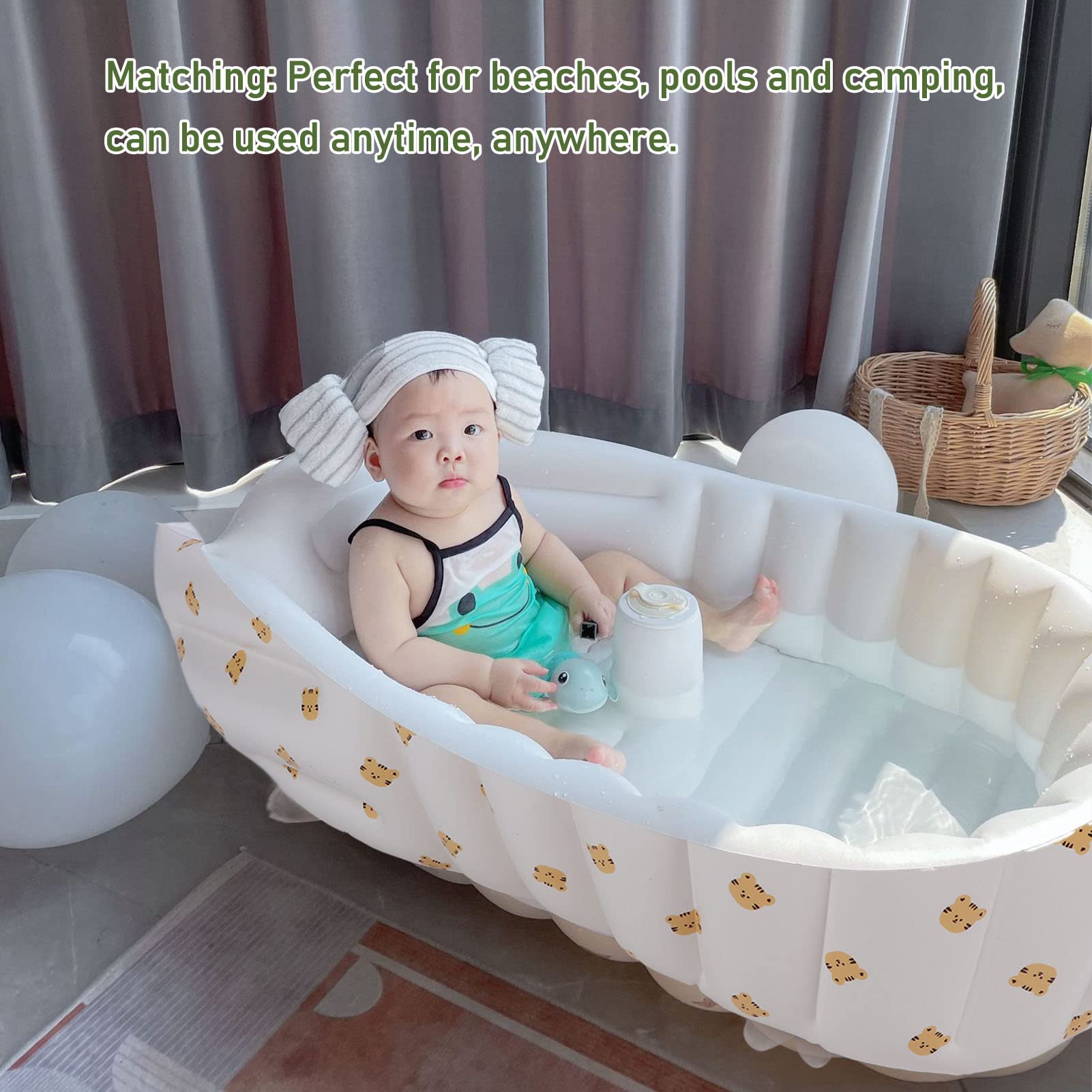 Bañera Inflable para bebé, Asiento de Bañera para bebé Recién Nacido para bebé, Mini Piscina de Viaje Plegable Portátil, Ayudar a los Bebés a la Bañera para Niños Pequeños (Tipo C)