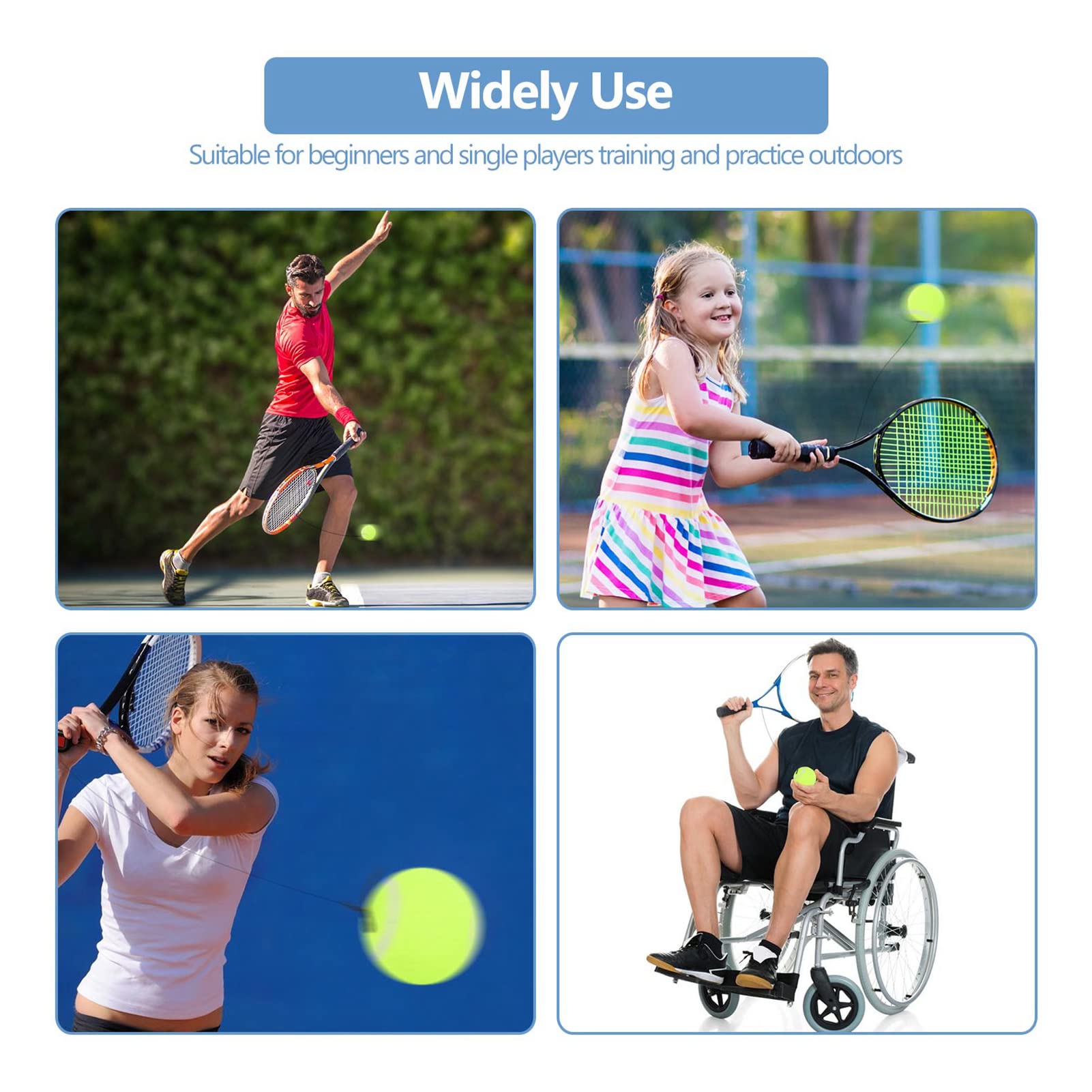 Pelota de Tenis Gernie Multiusos Cuerda de Goma para Entrenamiento Individual