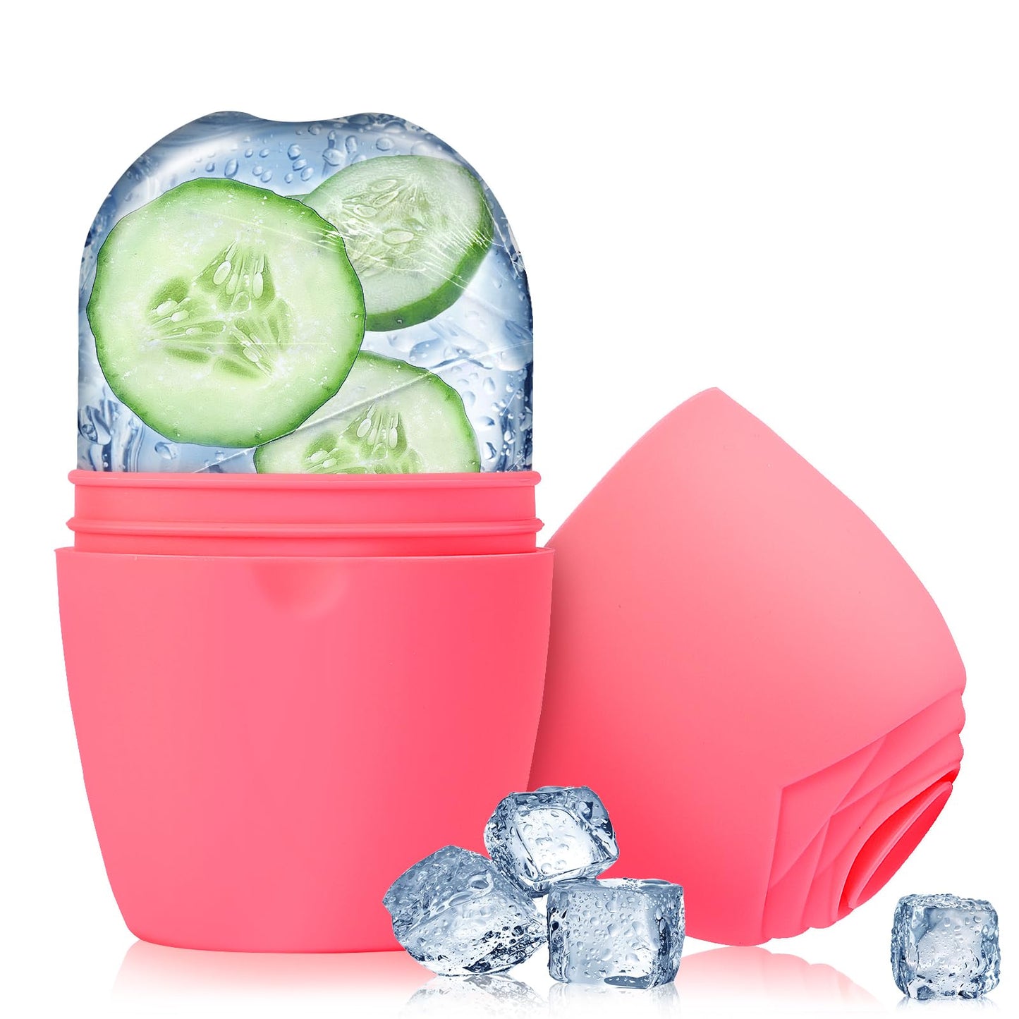 Evmliy Rodillo de Hielo para La Cara, Rodillo de Hielo de Silicona Molde de Hielo Facial para Iluminar La Piel Mejorando El Brillo Natural, Rodillo de Hielo Reutilizable para Aliviar La Hinchazón de L