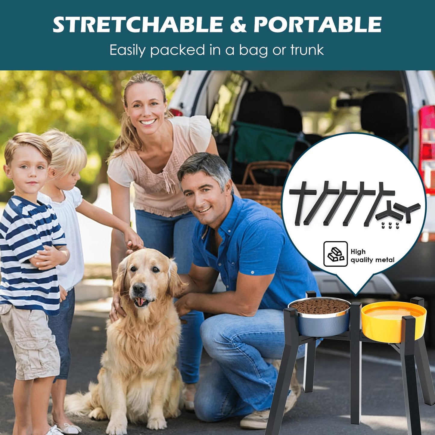 Soporte Ajustable SHAINFUN 2 en 1 para Cuencos Anchos con Soporte Elevado para Perros Grandes y Extra Grandes