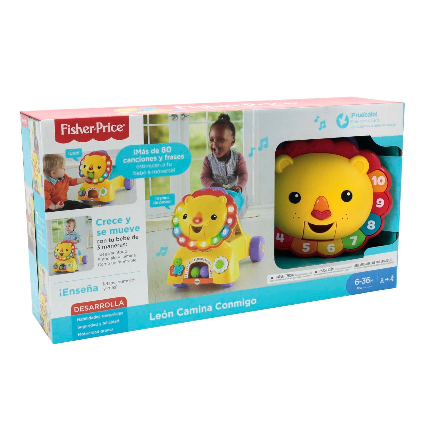 Fisher-Price Andadera León Camina Conmigo 3 en 1 con Luces y Sonidos para Bebés de 6 Meses en Adelante
