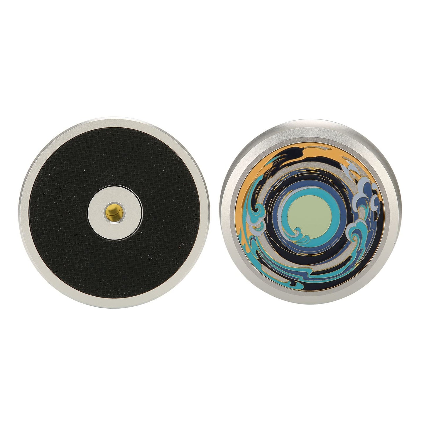 Estabilizador de Peso de Registro, Abrazadera de Disco de Vinilo HiFi con Almohadilla Inferior de Silicona para Amortiguación de Vibraciones, Estabilizador LP de Aluminio para Tocadiscos HiFi(Plata)