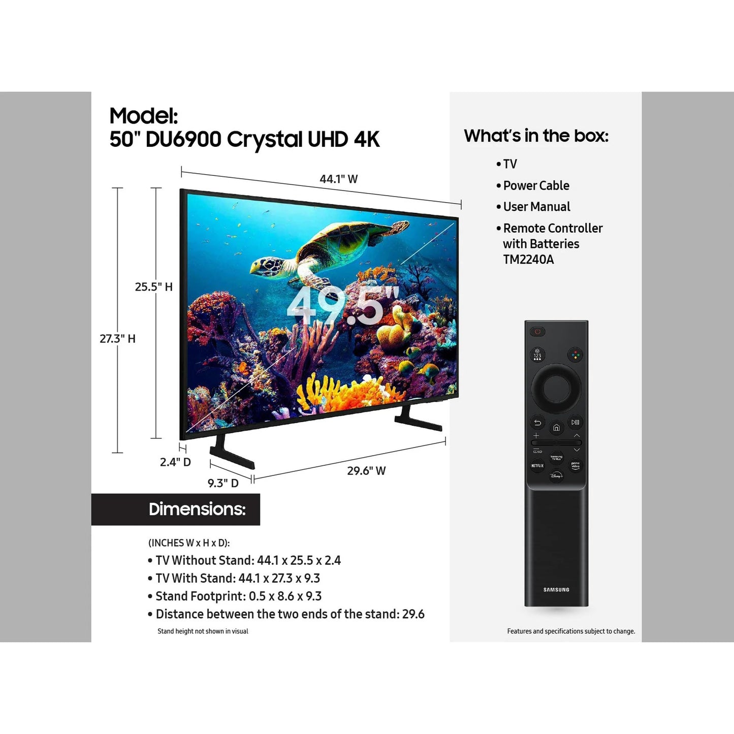 Televisión Smart TV Samsung 50 Pulgadas 4K HDR PurColor para Alexa y Google Assistant Reacondicionada