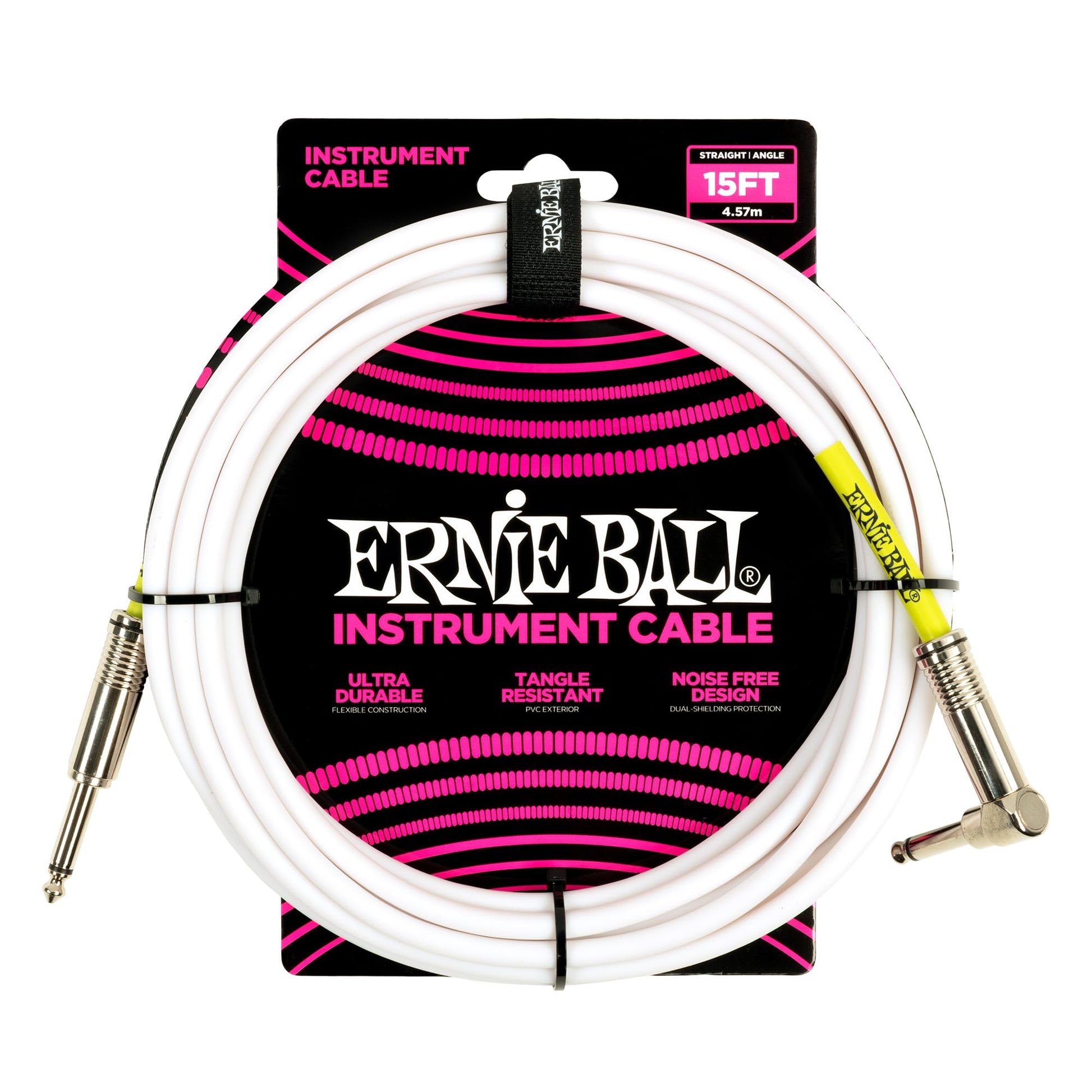 Cable para Instrumentos Ernie Ball Blanco 4,6 m Recto Acodado