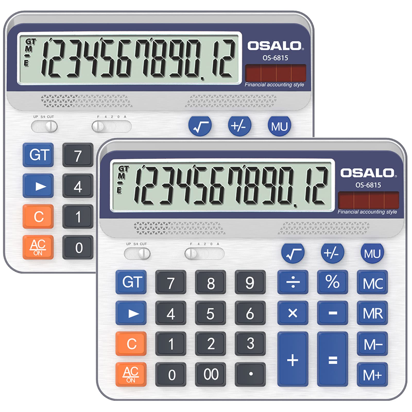 Pendancy Calculadora de Escritorio Pantalla LCD Extra Grande de 5 Pulgadas Calculadora de Contabilidad de números Grandes de 12 dígitos con botón de Respuesta Gigante (OS-6815-2 Piezas)