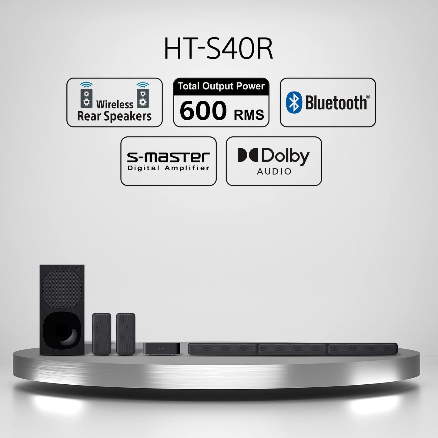 Sony HT-S40R Sistema de barra de sonido de cine en casa de 5.1 canales (reacondicionado)