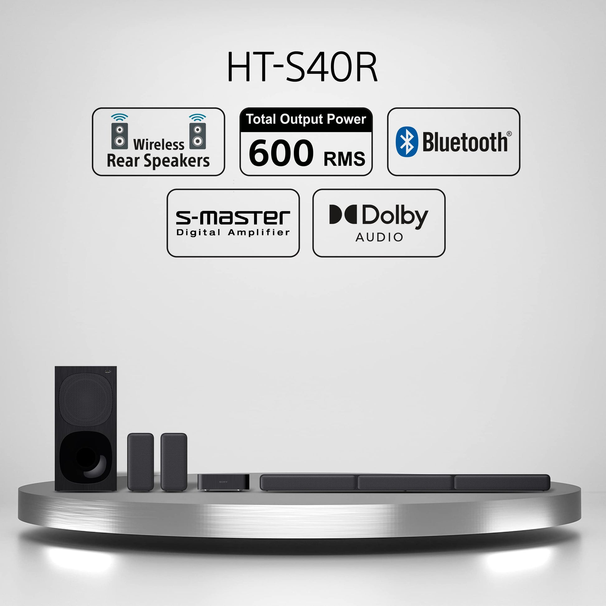 Sony HT-S40R Sistema de barra de sonido de cine en casa de 5.1 canales (reacondicionado)