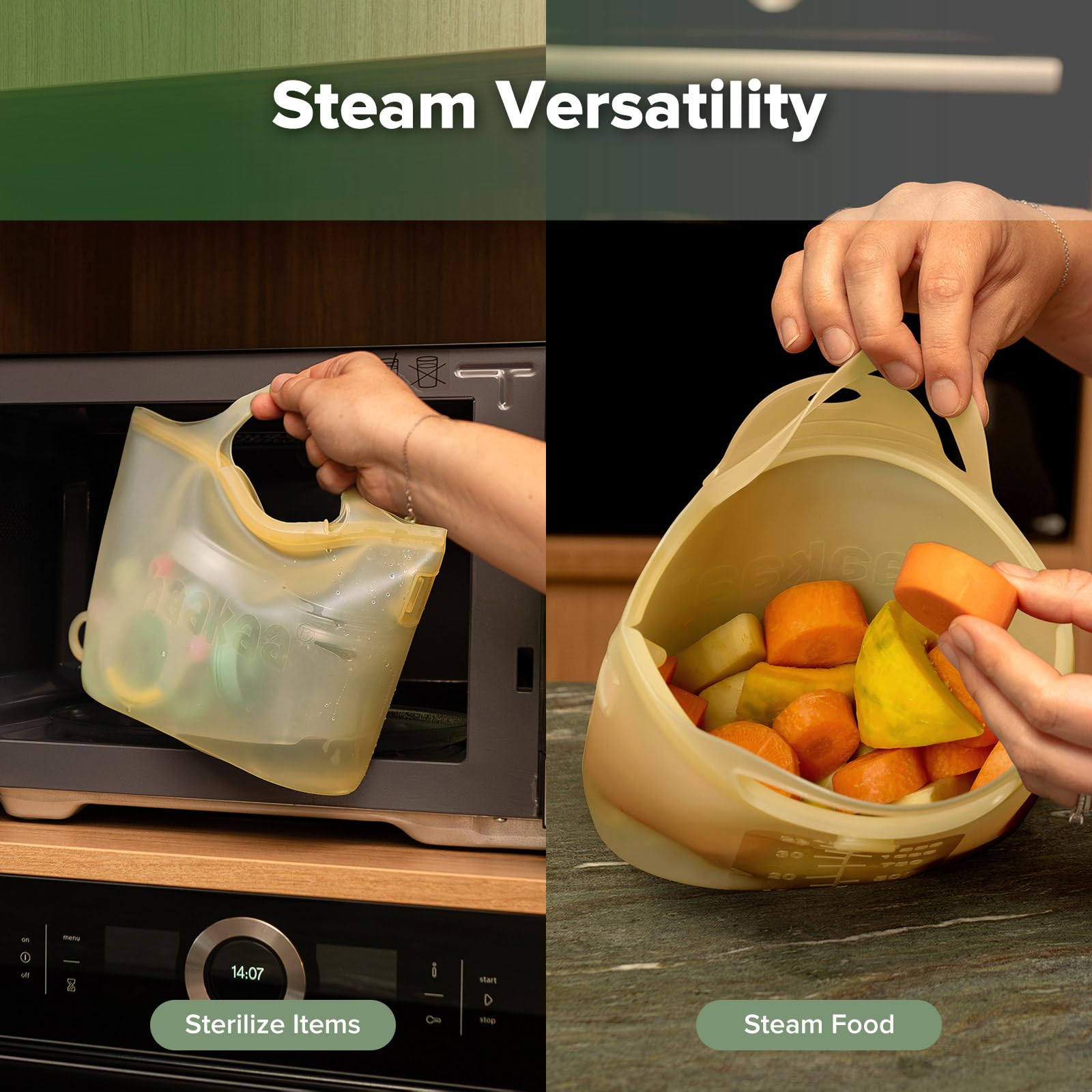 Haakaa - Bolsa de silicona para vaporizador y esterilizador, capacidad Lager bolsas de vapor reutilizables para biberones, bombas de leche, accesorios, chupetes, mordedores, ideal para el hogar y para