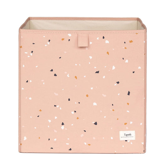 cubeta de almacenamiento de tela reciclada de 3 brotes – Organizador plegable de 13 pulgadas para sistemas de estanterías de cubos, cubos para niños, arcilla de terrazo
