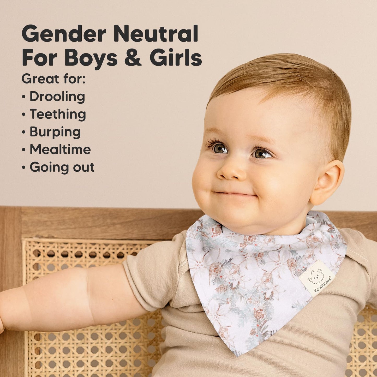 Paquete de 8 baberos orgánicos para niñas – Baberos triangulares súper absorbentes para bebés babeos y dentición, 100% algodón extra suave para recién nacido, bebé de 0 a 36 meses (floración)