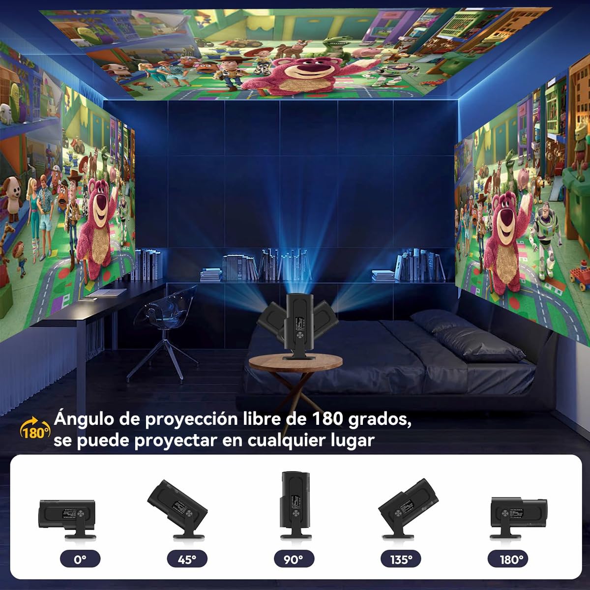 Proyector 4K QYIKLPY Blanco Portátil Netflix Compatible 1080p Nativo