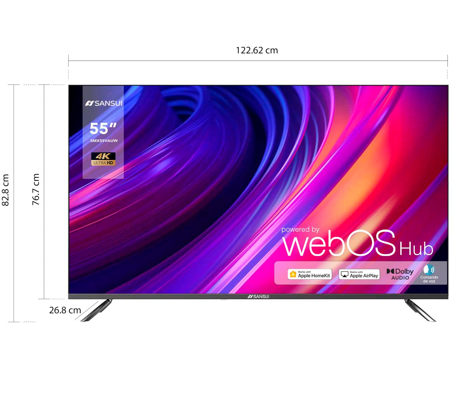 SANSUI SMX55VAUW TV 55" Ultra HD 4K Smart TV Dolby Vision, HDR10, Magic Remote, WiFi Sistema Operativo WebOS Series 2024, Control de Voz, Compatible con Alexa y Apple Air Play (55" UHD 4K)