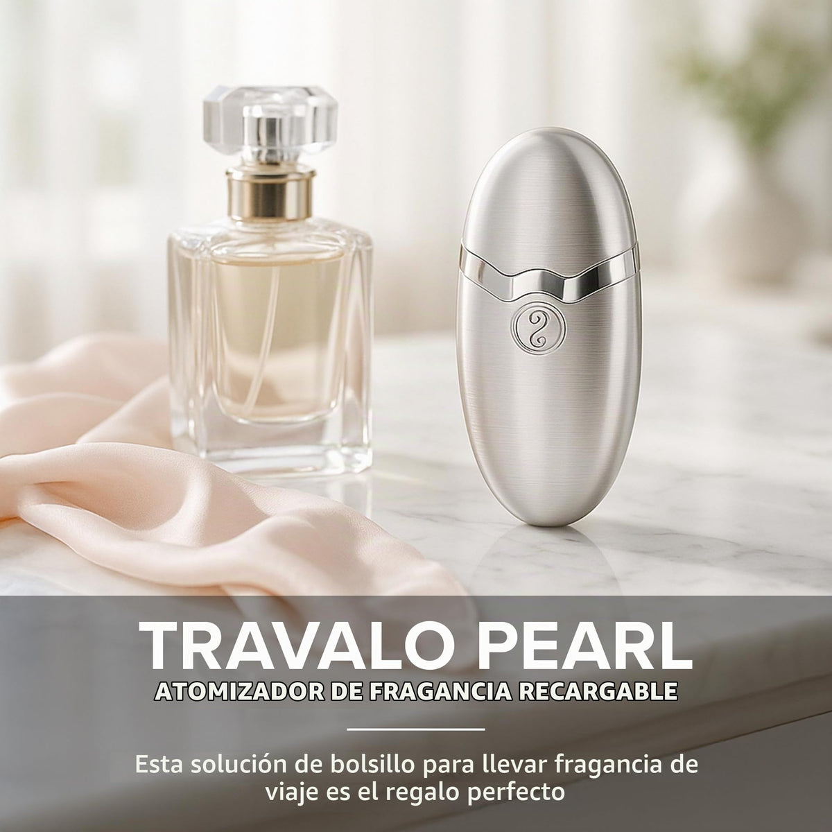Travalo Perfume Pod Pearl Elegance - Mini bomba en aerosol de alta definición, atomizador portátil de perfume de viaje, aprobado por TSA, a prueba de hojas, hermético, reutilizable y fácil de llenar