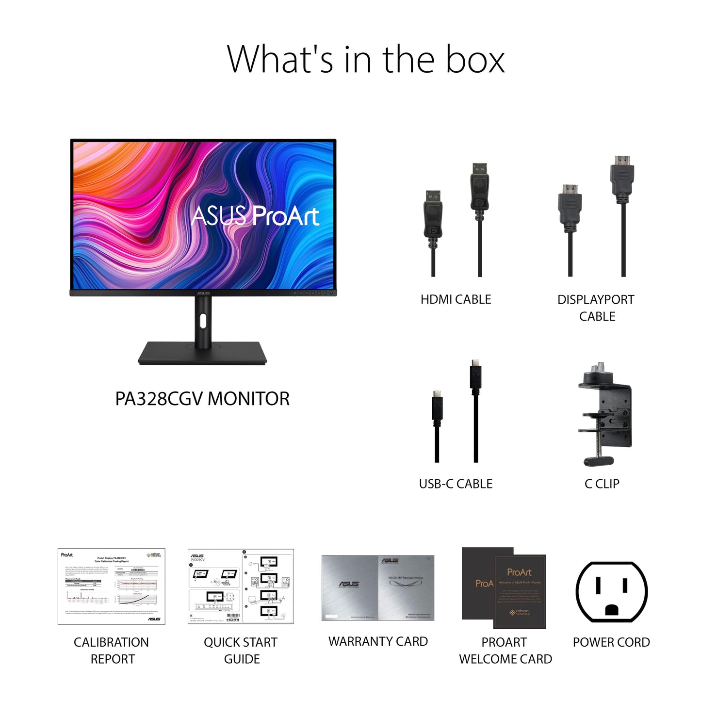 Monitor profesional ASUS ProArt Display PA328CGV: 32 pulgadas, IPS, WQHD (2560 x 1440), 165 Hz, 95% DCI-P3, 100% sRGB / Rec.709, precisión de color ΔE <2, Calman Verified, USB-C, VESA DisplayHDR 600