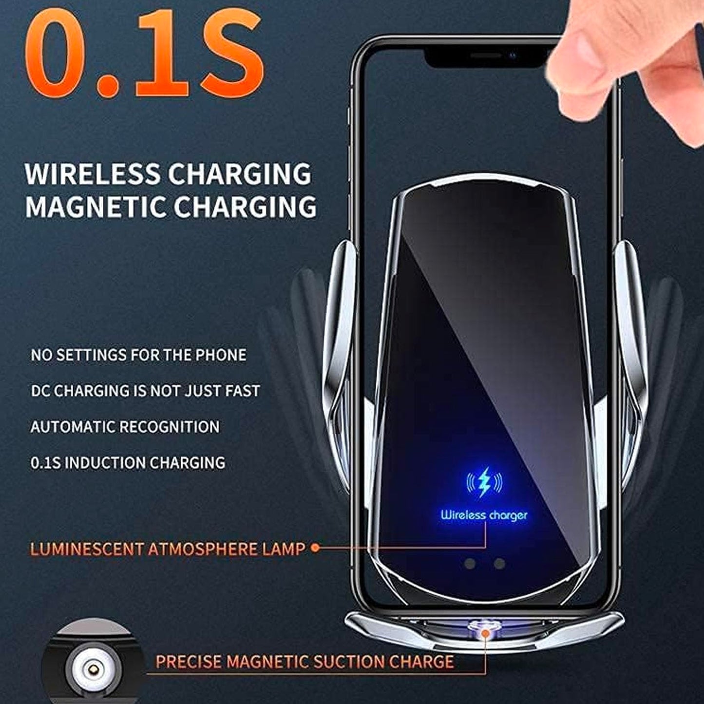 SOZOMO Cargador de Coche Inalámbrico, Soporte de Teléfono paraCoche,Soporte Cargador 2 en 1，15w Cargador De Coche Rapida,para Todos Teléfonos Móviles con Función de Carga Inalámbrica ﻿