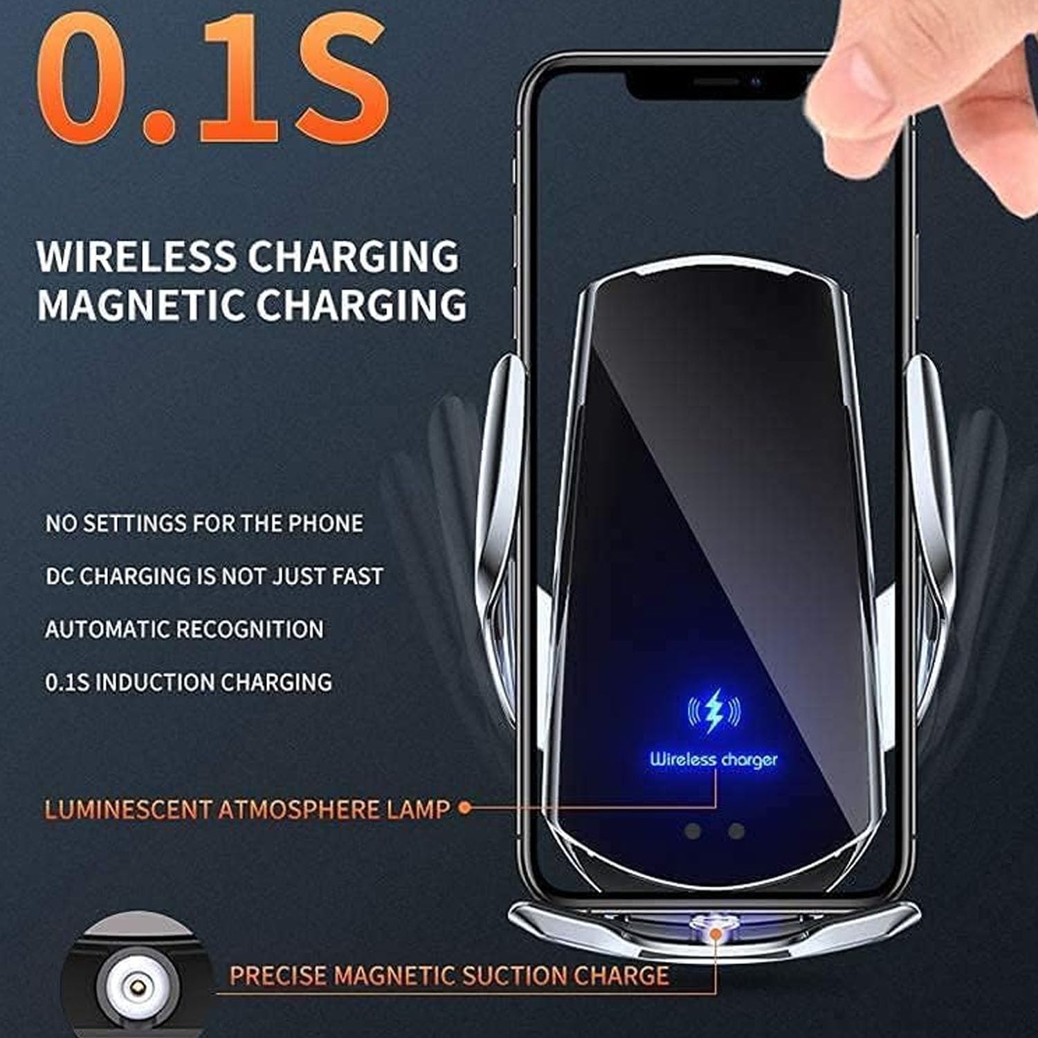 SOZOMO Cargador de Coche Inalámbrico, Soporte de Teléfono paraCoche,Soporte Cargador 2 en 1，15w Cargador De Coche Rapida,para Todos Teléfonos Móviles con Función de Carga Inalámbrica ﻿