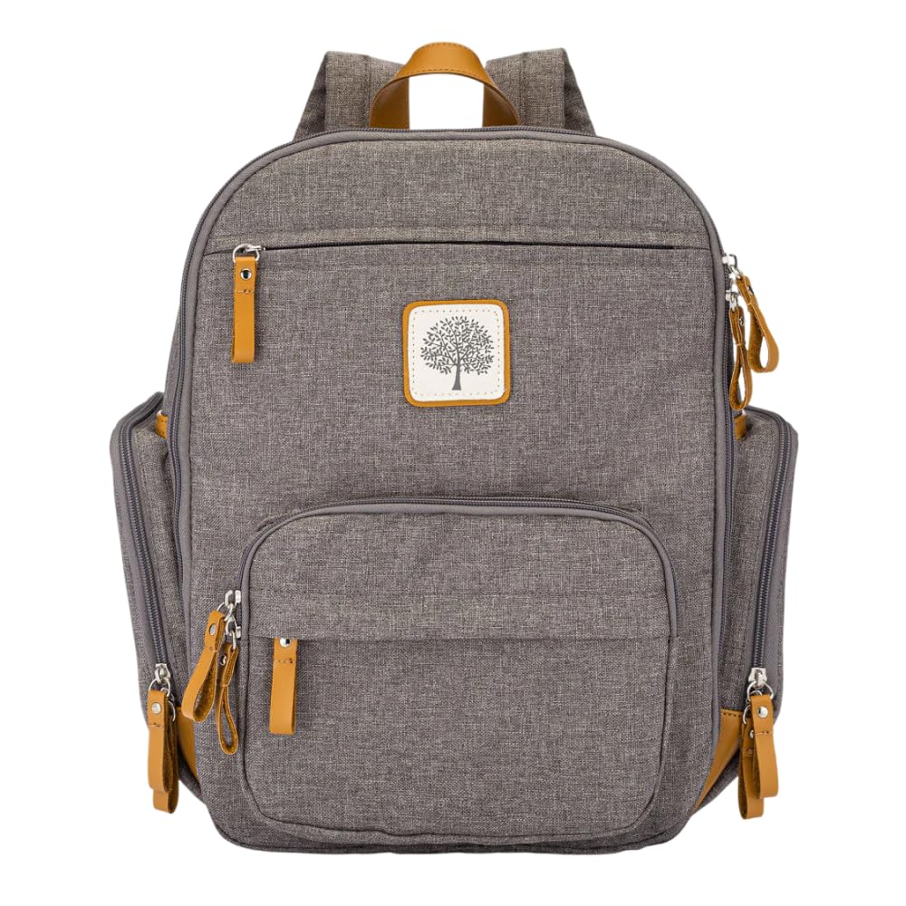 Parker Baby Co. - Mochila Pañalera Unisex Multifuncional con Cierra Completo y Bolsillos Térmicos para Mamá y Papá, Color Gris