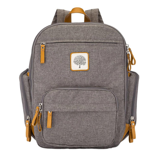 Mochila Pañalera Parker Baby Co. Gris Multifuncional con Bolsillos Térmicos para Mamá y Papá
