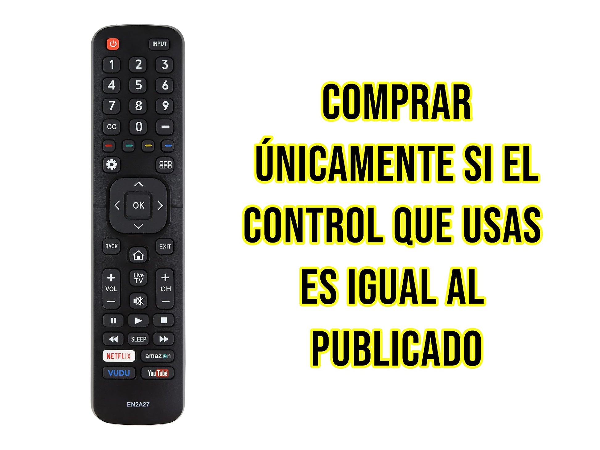Control Expert Control Remoto Smart TV Compatible con HISENSE En2ai27h 4k Directo