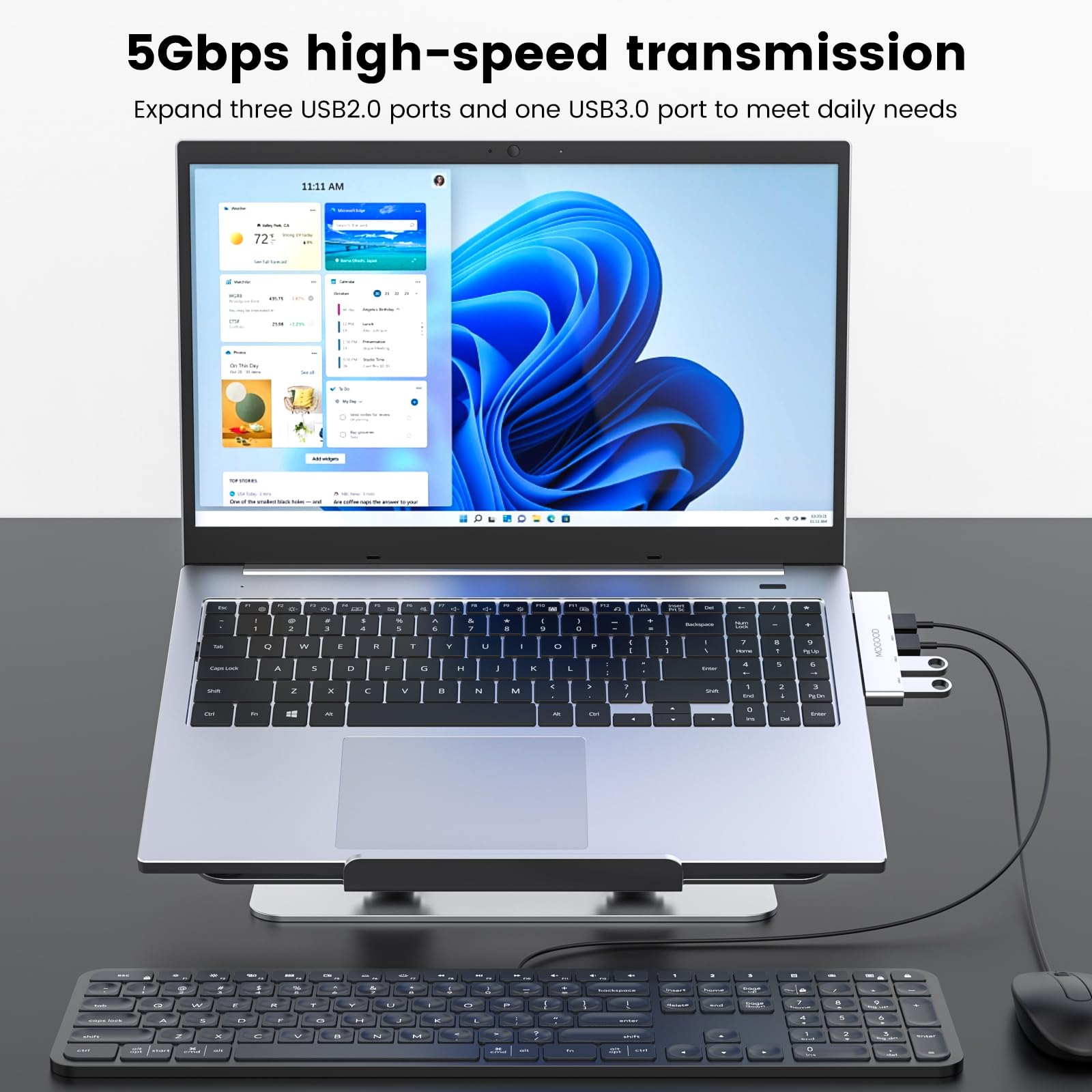 Hub USB 3.0 MOGOOD para Portátil Expansor Multipuerto en Azul