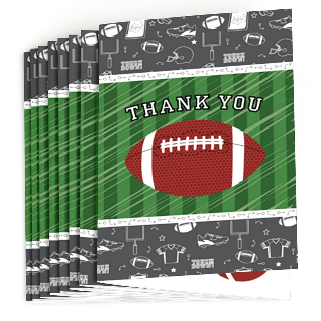 Big Dot of Happiness End Zone – Fútbol – Baby Shower o tarjetas de agradecimiento para fiesta de cumpleaños (8 unidades)