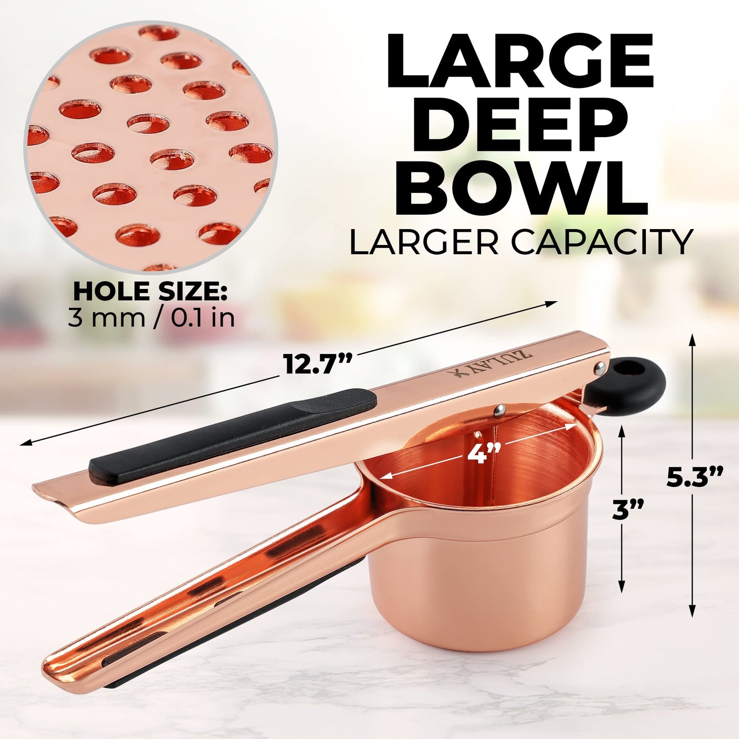 Rizador de Patatas Zulay Kitchen Acero Inoxidable Disco Fijo grande de 15 Onzas para Cocina