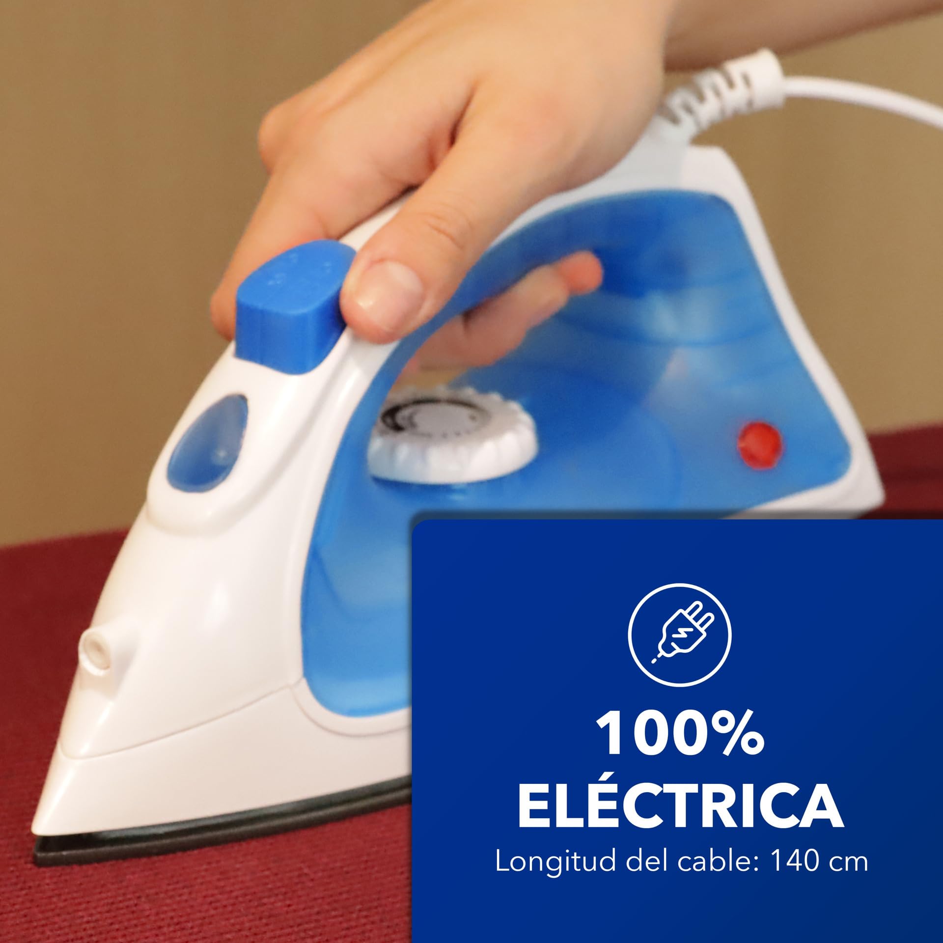 Plancha de Vapor RCA Azul con Suela Antiadherente y Vapor Vertical para Telas Delicadas