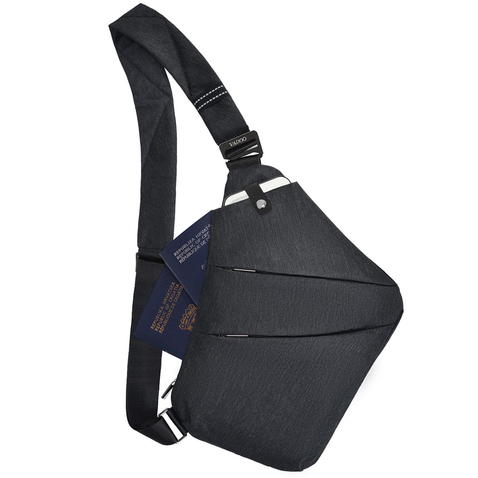 Bolsa flexible personal, antirrobo para viajes, deporte, ligera, bandolera, bandolera izquierda, para mujeres y hombres