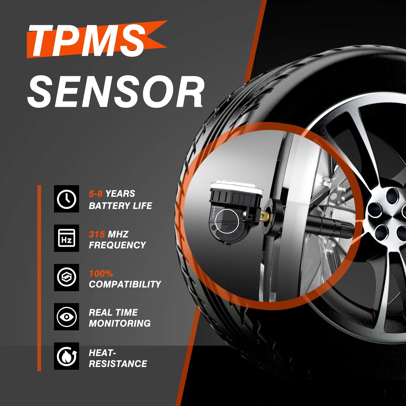 ISINFLASH Sensor TPMS, sensor de presión de neumáticos de 315 MHz, apto para Ford F150 Ecosport, Mustang Escape Explorer Fiesta Ranger para Lincoln MKX MKZ MKS MKT F2GT1A180AB F2GT1A150AB 4 piezas