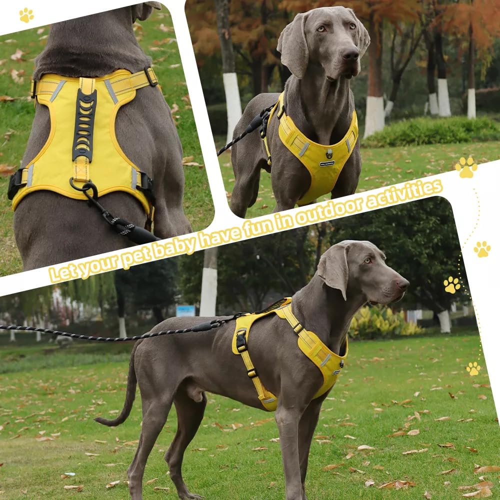 Arnés de Seguridad UNA MASCOTA Amarillo con Correa para Perro Chico Mediano y Grande