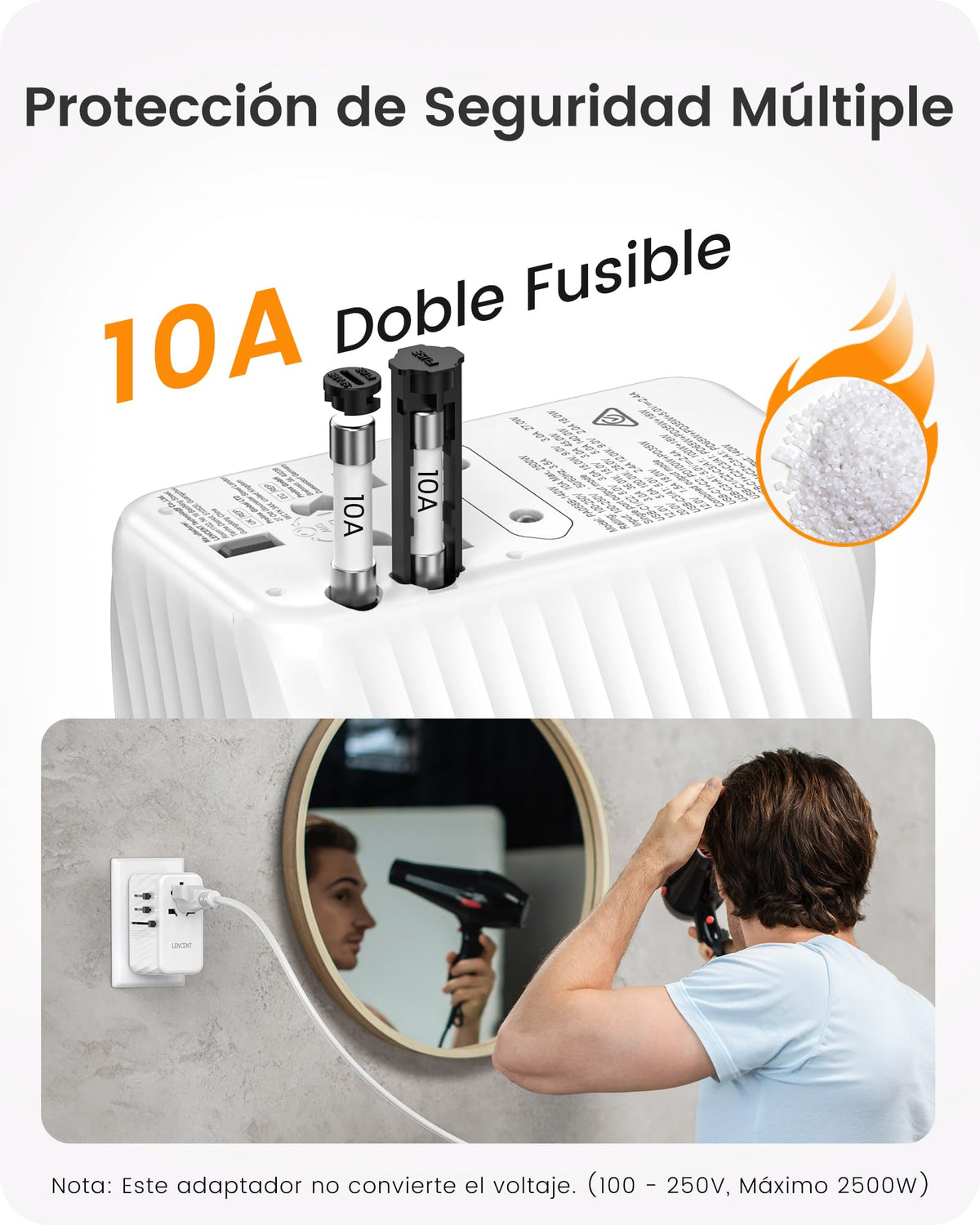 Adaptador de Viaje Internacional LENCENT 100 W Cargador Universal