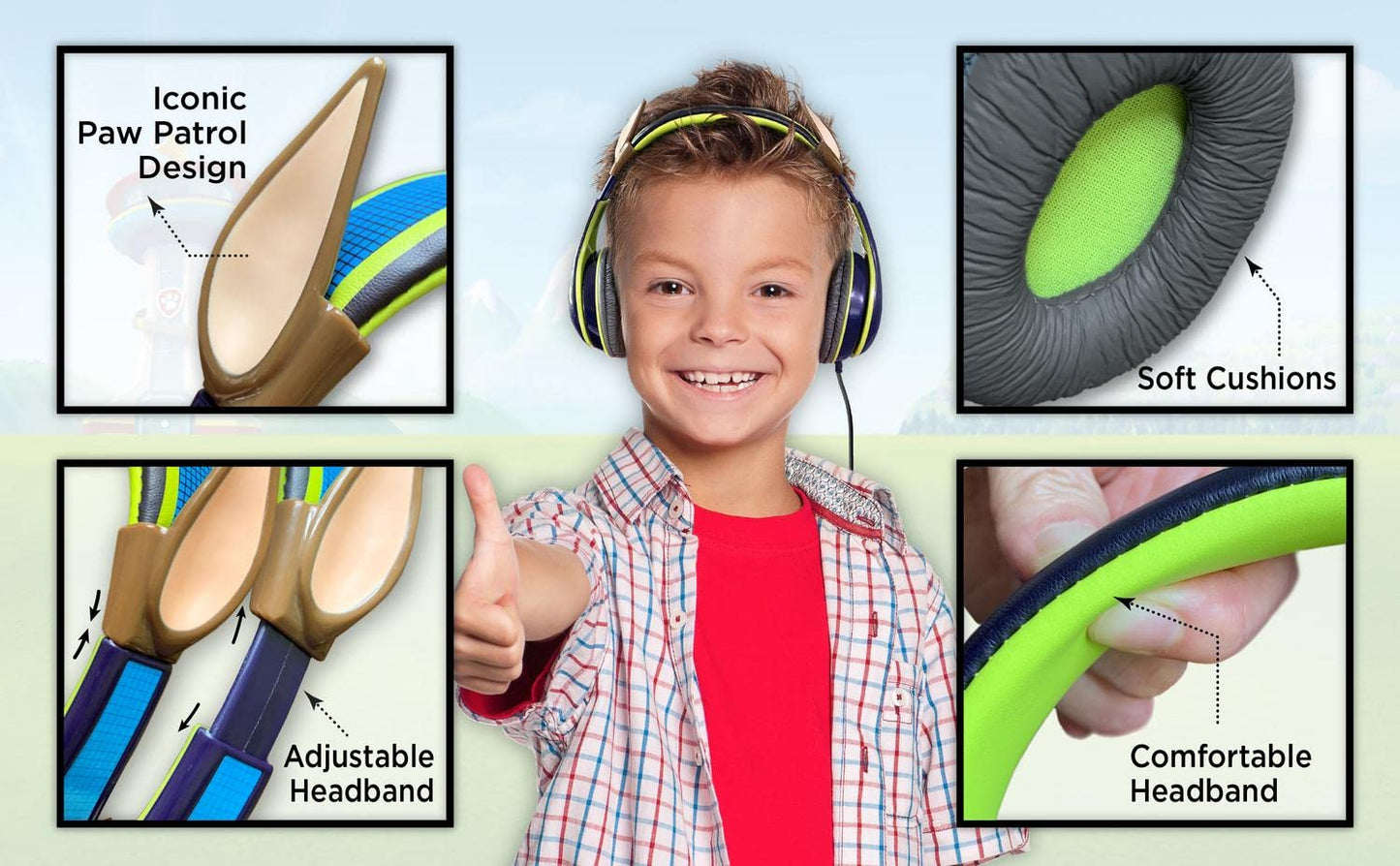 eKids Paw Patrol Chase - Auriculares para niños con función de limitación de Volumen integrada para una Escucha Segura y amigable con los niños