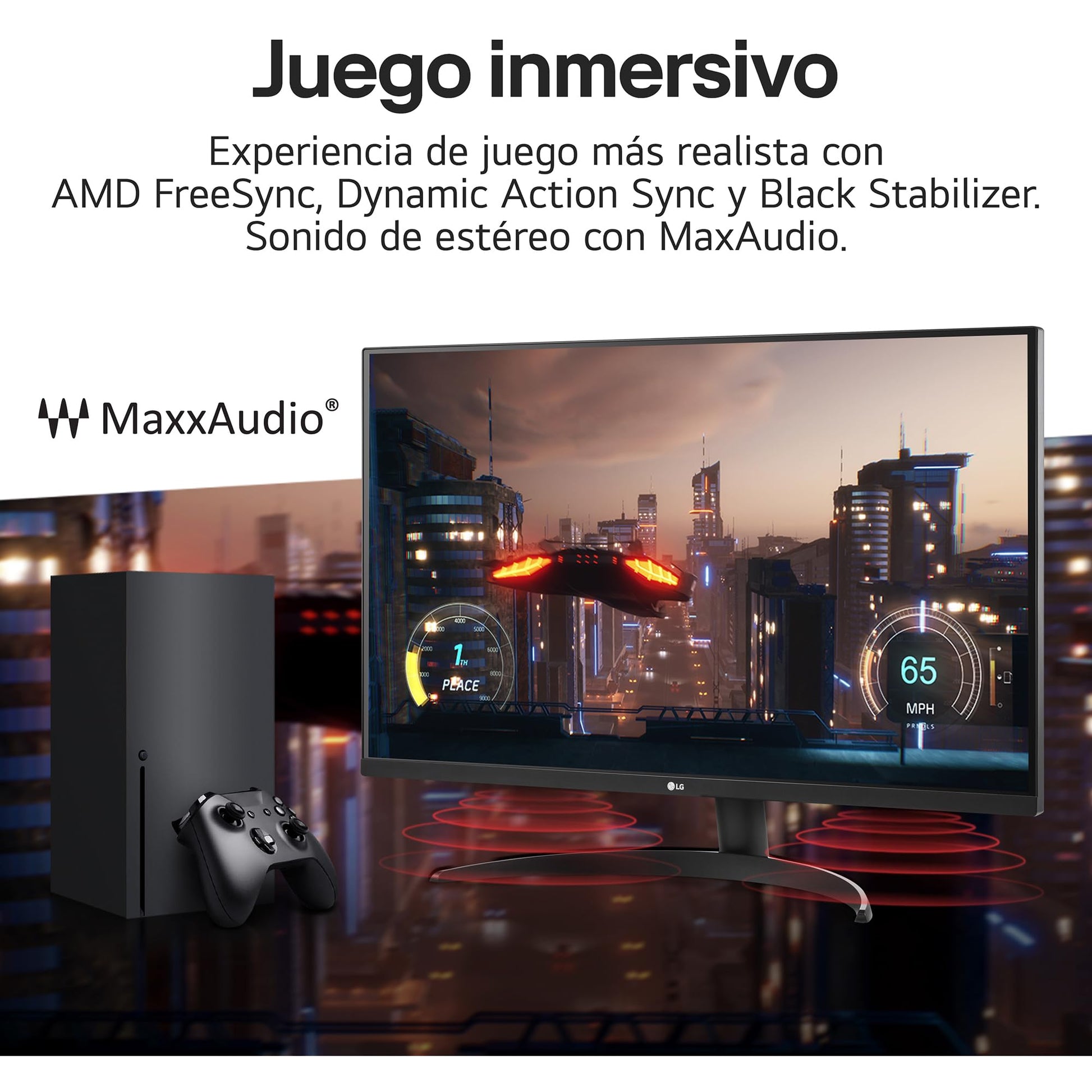LG Monitor 32UR500 UHD (3840 x 2160) 32" Refresh Rate 60 Hz, Tiempo de Respuesta 4ms (GtG at Faster), Contrast Ratio de 3000:1, Compatible con AMD Freesync
