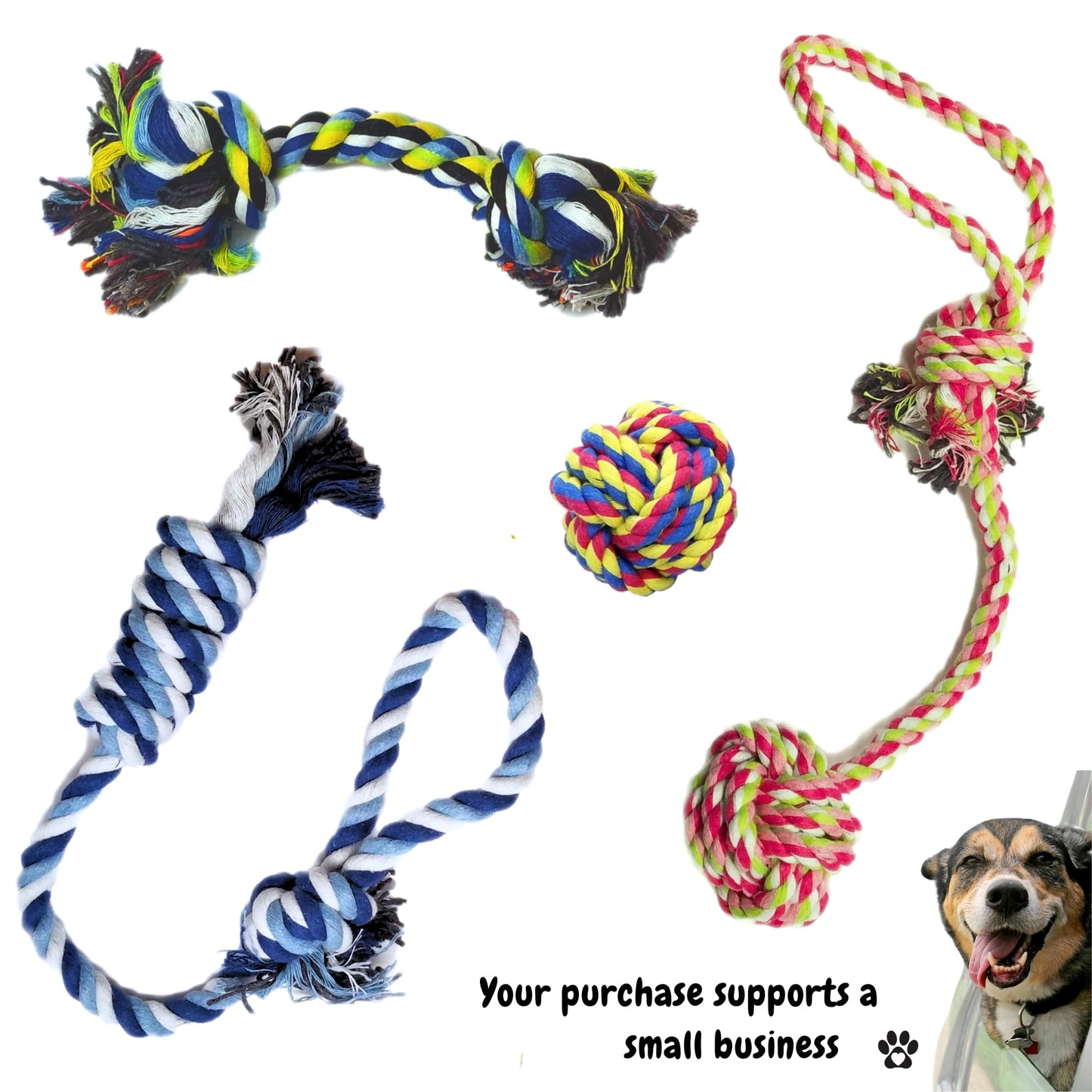 Juguetes De Cuerda Para Mascotas Otterly Pets Azul Conjunto De 4 Para Perro Pequeño A Mediano