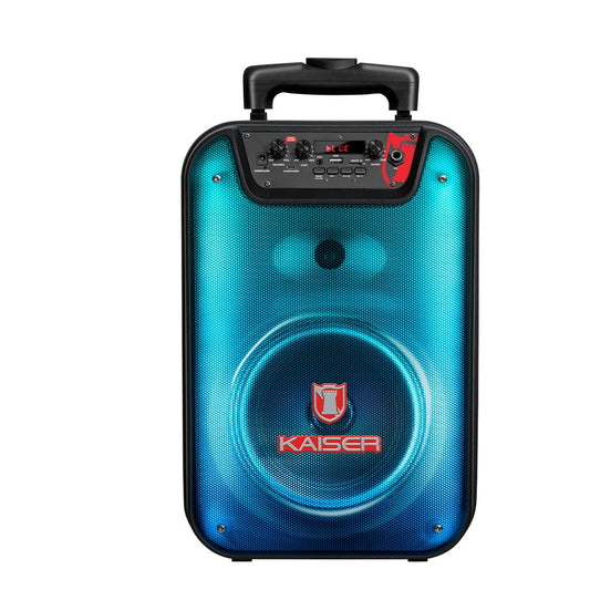 Bocina Bluetooth Tipo de 8 pulgdas con Luz Tipo Flama, KSR-Link, Recargable, Bluetooth, FM, USB, Micro SD, Micrófono Alámbrico, Trolley, Potencia de 20W RMS