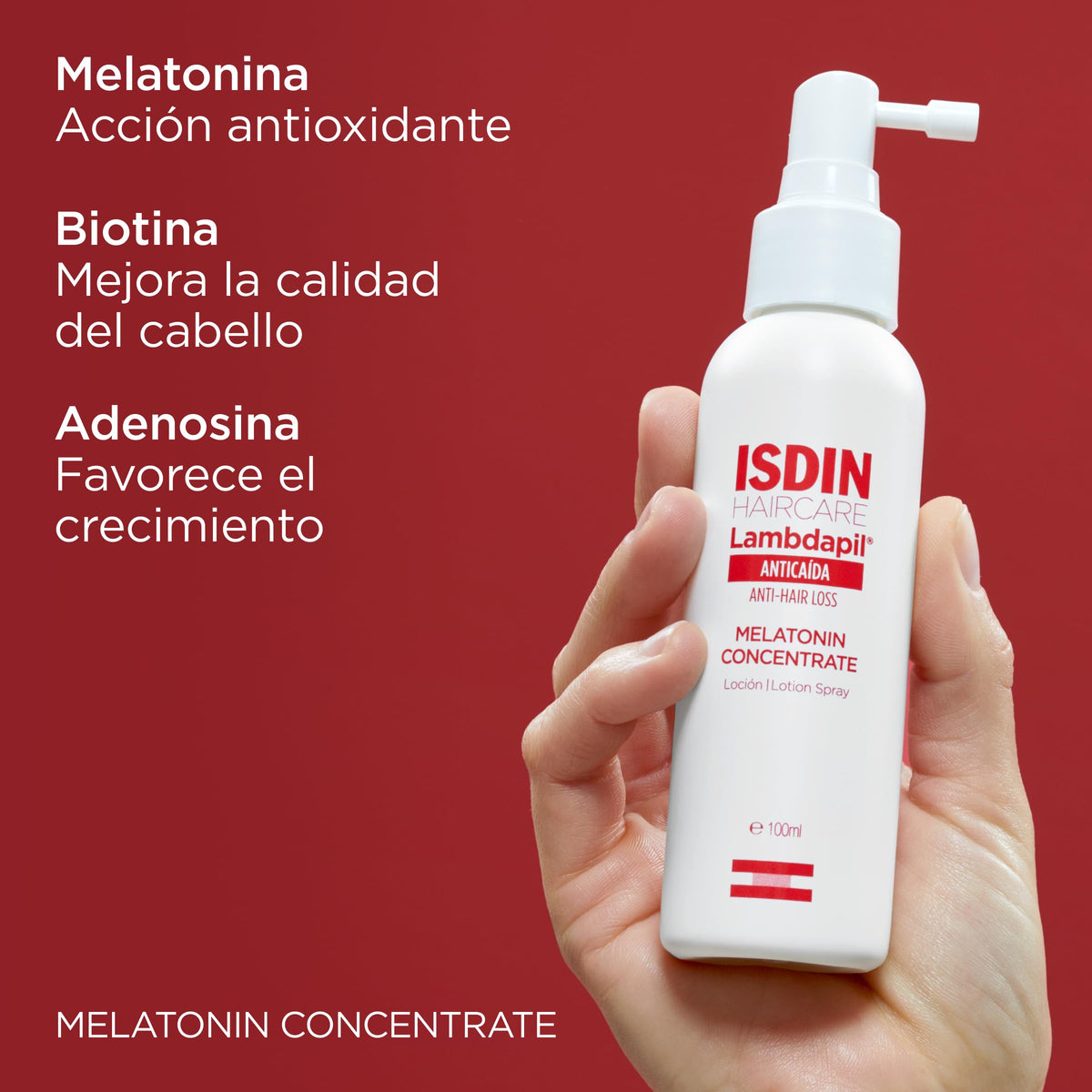 Loción Spray Anticaída Isdin Lambdapil Melatonina 100 Ml para Reforzar el Cabello
