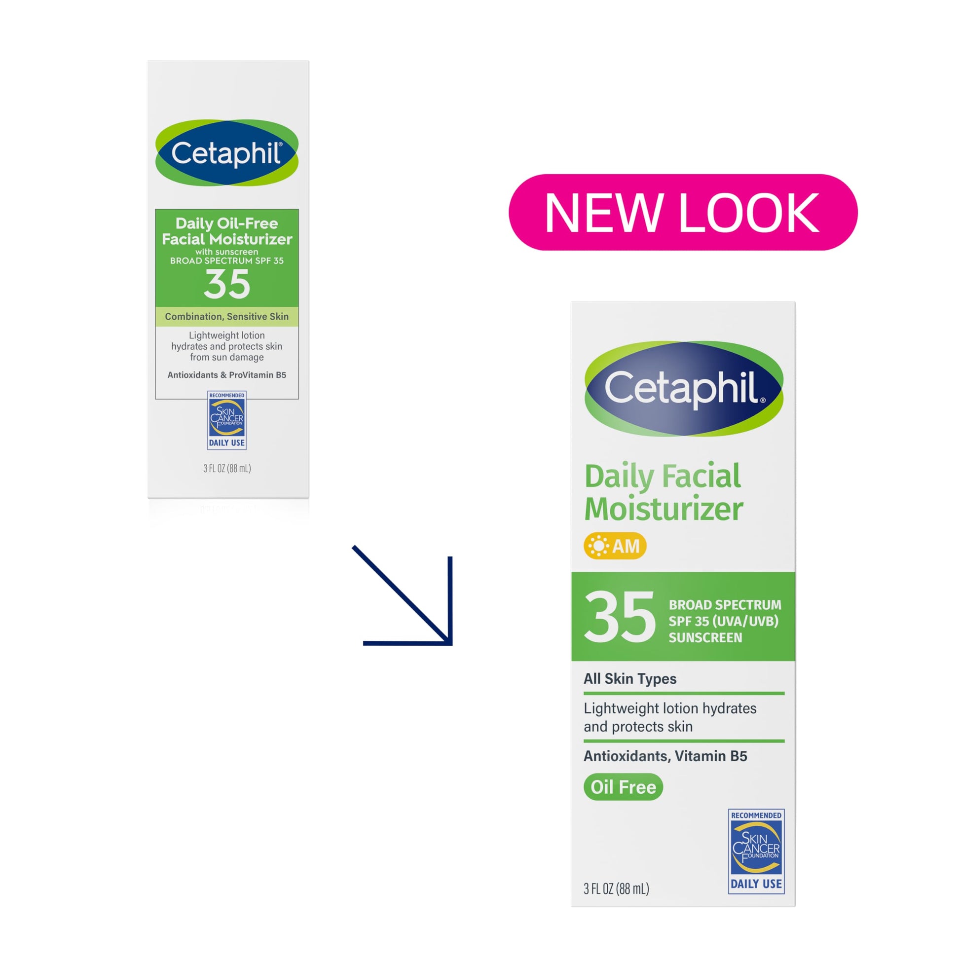 Hidratante Facial Cetaphil Sin Aceites SPF 35 para Piel Sensible Mixta Seca o Grasa