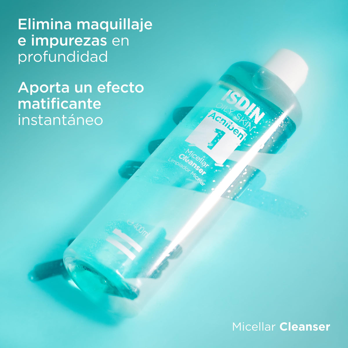ISDIN AcnibenMicellar Cleanser, Limpiador Facial Desmaquillante Específico Para La Piel Grasa O Con Tendencia Acneica, Elimina El Exceso De Grasa Sin Resecar, Con Zinc Pca - 400 ml