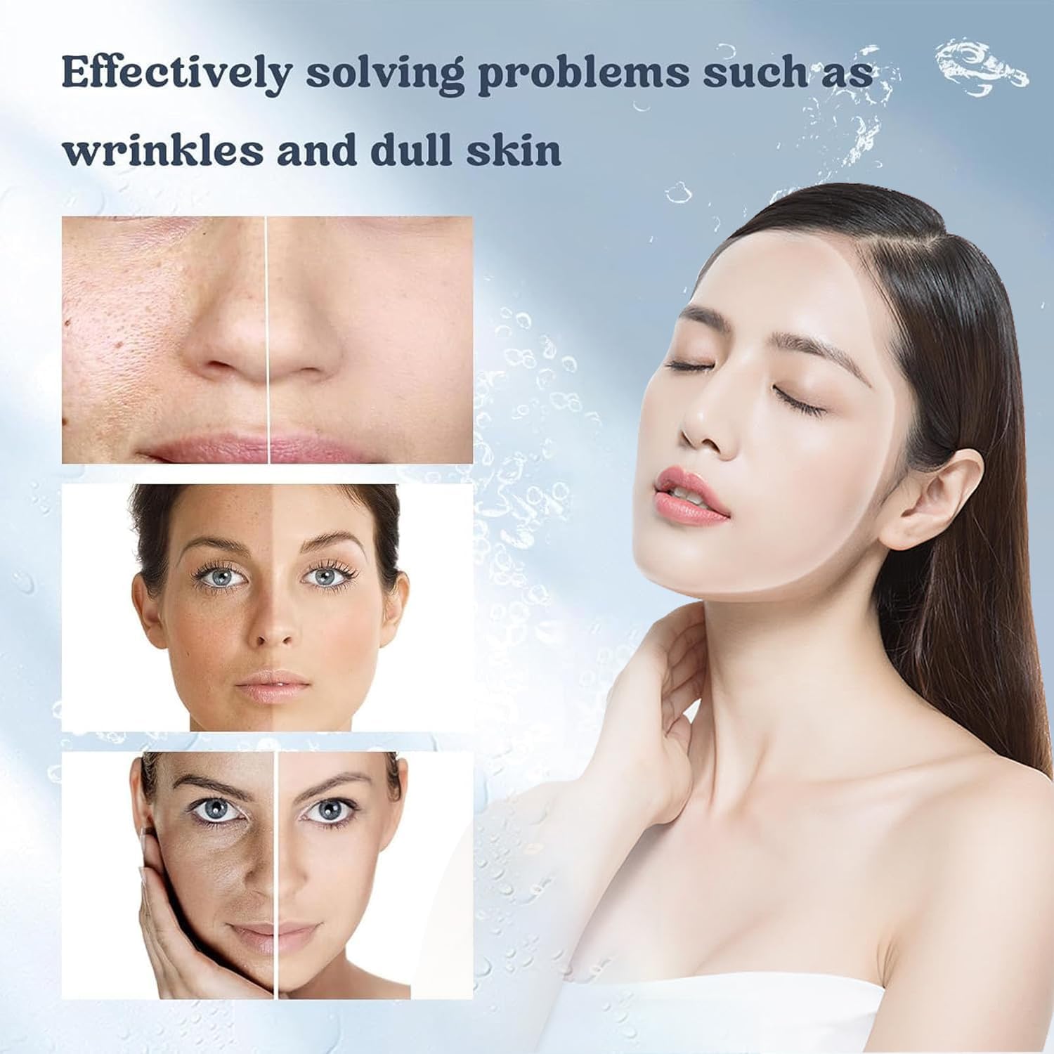 Mascarilla Bio Colágeno, Mascarilla de Colágeno, Minimiza los Poros Mejora la Elasticidad, Mascarillas Faciales para Reafirmación del Rostro en Mujeres y Adolescentes (3 Cajas - 15 Piezas)